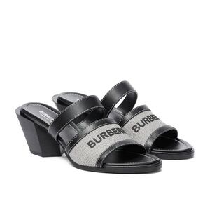 Burberry Honor black leather logo sandals